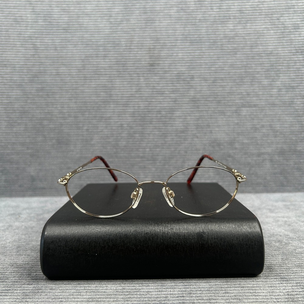 Vintage Italy Gold Oval Metal Eyeglass Frames MOD L1008 50-18-135 Col 80